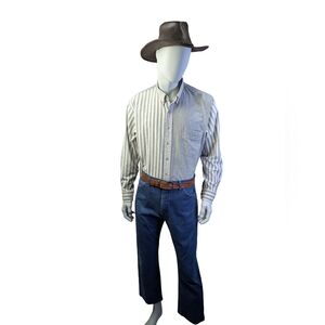 Vintage 90s Roper Classic Sage Stripe Western Shirt | 100% Cotton | Size XL